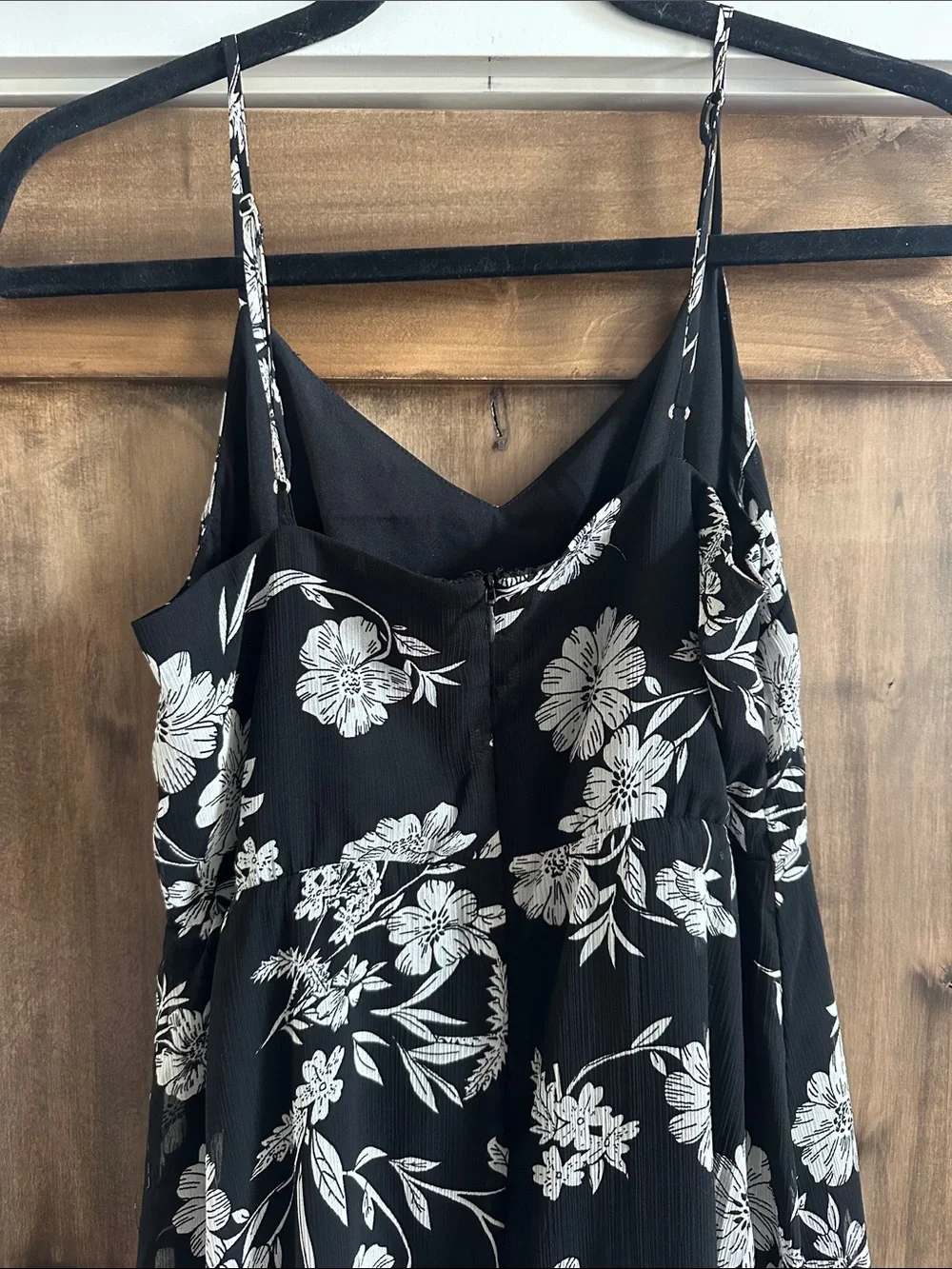 J Crew Tiered Black and White Floral Dress